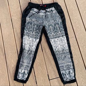 Saks Red Printed Silk Joggers